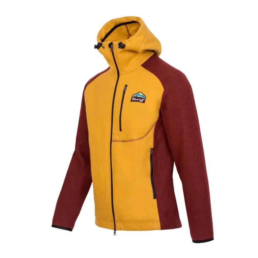 Men’s merino jacket Perun Burgundy/Mustard - Size: XL