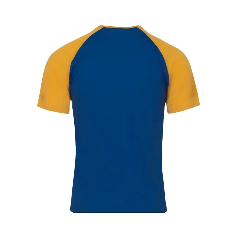 Pánské merino triko KR UVprotection140 - modrá/žlutá - Velikost: XXL