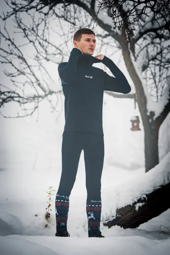 Merino lyžiarske podkolienky SkiTour Warm Christmas edition - modré