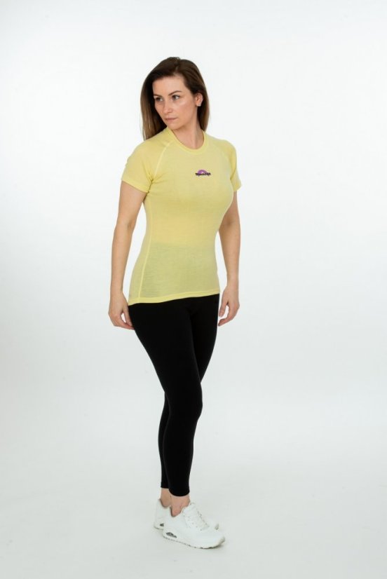Women´s merino silk T-shirt KR S180 - yellow - Size: S