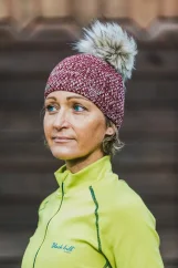 Merino cap Snowy II - burgundy melir