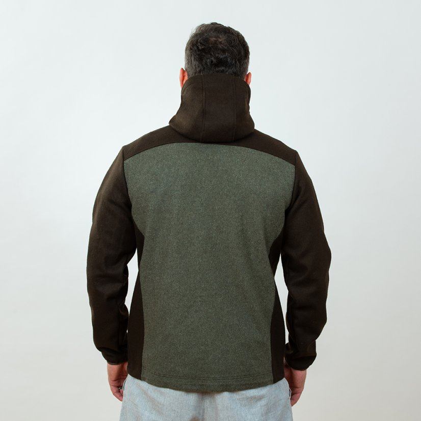 Pánska merino bunda PERÚN vojenská zelená/hnedá - Veľkosť: XL