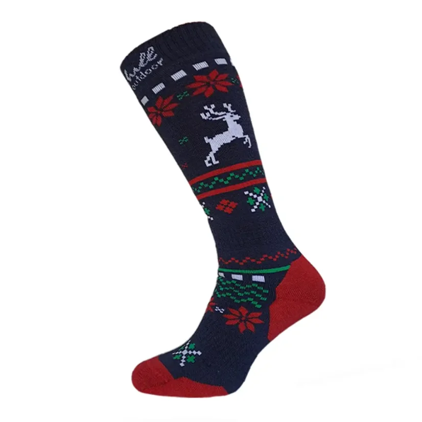 Merino socks SkiTour Warm Christmas edition - blue - Size: 39-42