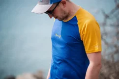 Pánske merino tričko KR UVprotection140 - modrá/žltá