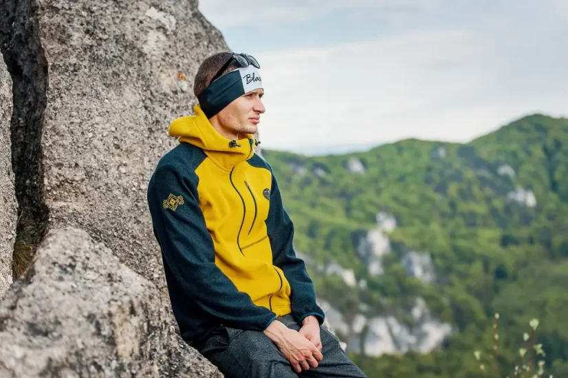 Pánska merino bunda VELES žltá/modrá