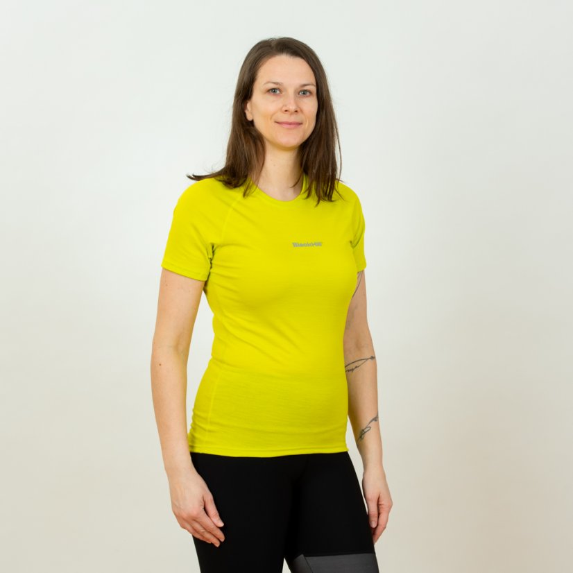 Dámske merino tričko KR S165 - Žltá neón - Veľkosť: S