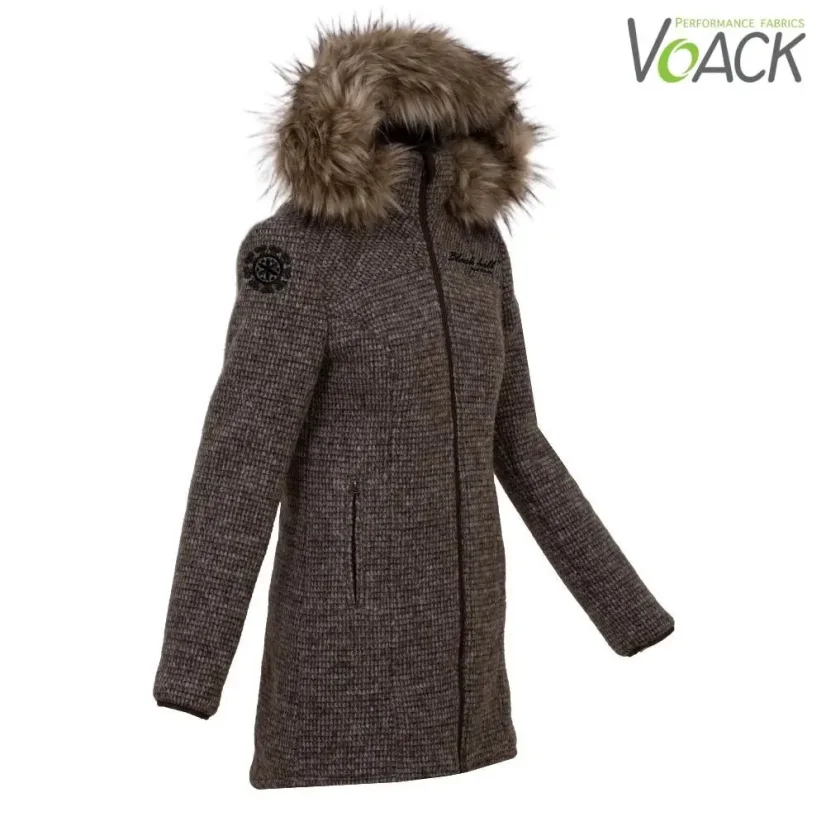 Dámsky merino kabát NOVA hnedý melír - Veľkosť: XL