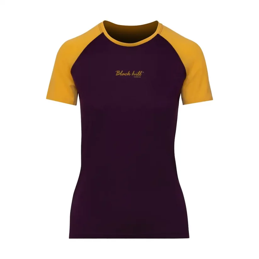 Dámske merino tričko KR UVprotection140 - lila/žltá - Veľkosť: M