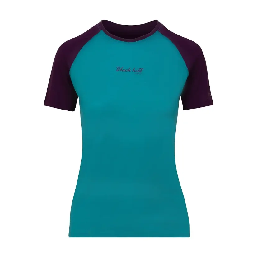 Dámske merino tričko KR UVprotection140 - smaragd/lila