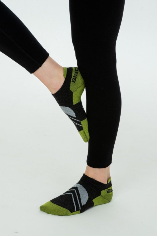 BHO letní merino ponožky GÁPEĽ - antracit/zelená - Velikost: 35-38