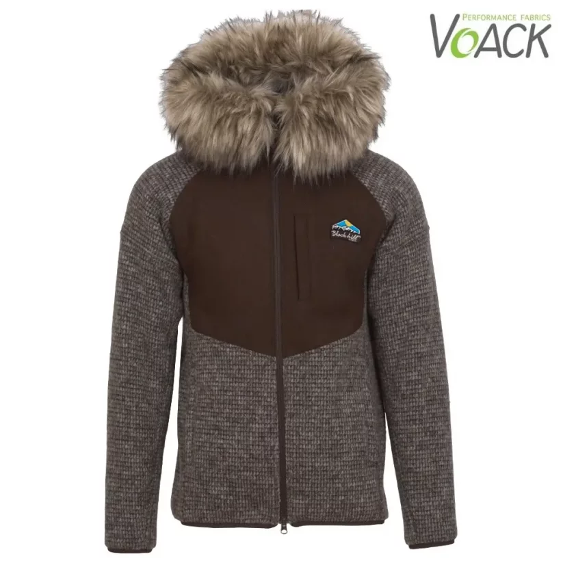 Pánska merino bunda SVALBARD s podšívkou Voack hnedá melír/hnedá - Veľkosť: XXL