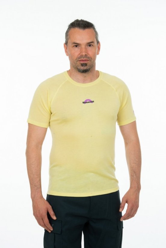 Pánské merino  hedvábí triko KR S180 -  žluté - Velikost: XXL