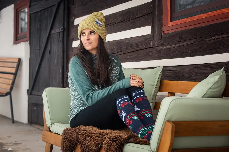 Merino socks SkiTour Warm Christmas edition - blue - Size: 43-47