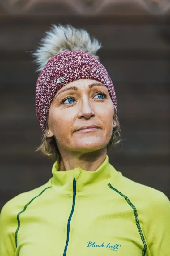 Merino cap Snowy II - burgundy melir