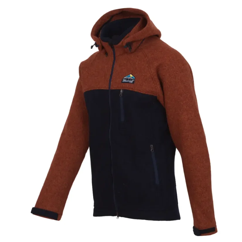 Pánská merino bunda GORAZD cihlová/modrá
