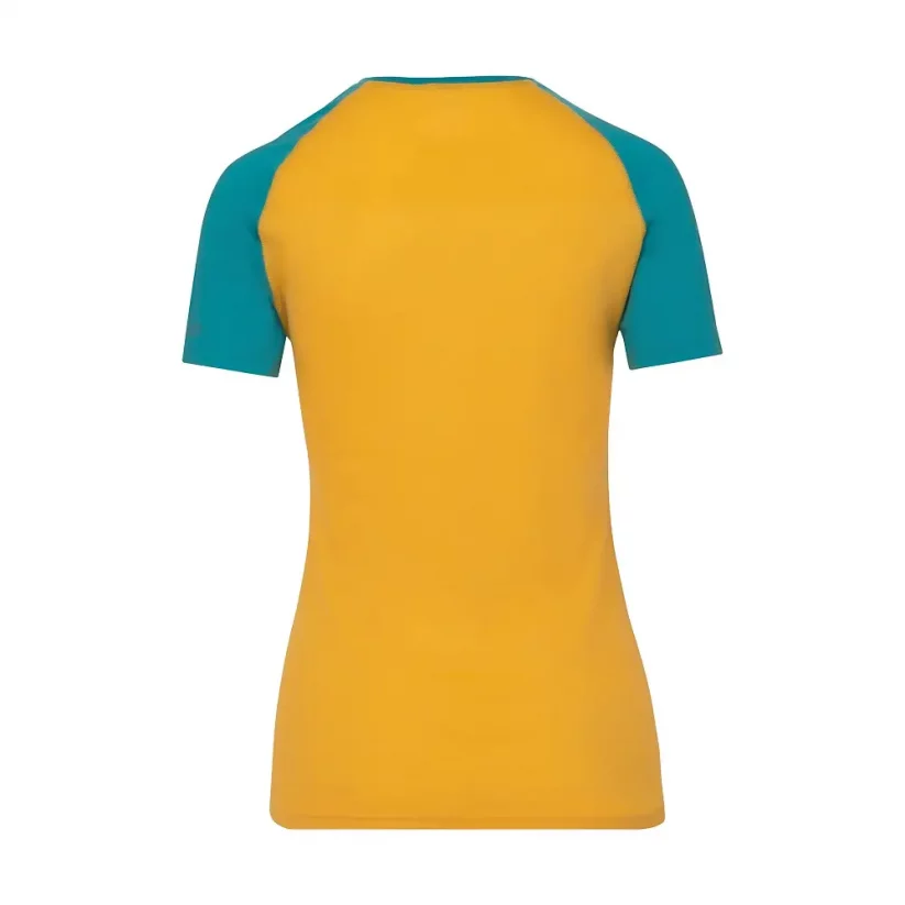 Dámské merino triko KR UVprotection140 - žlutá/smaragd - Velikost: L