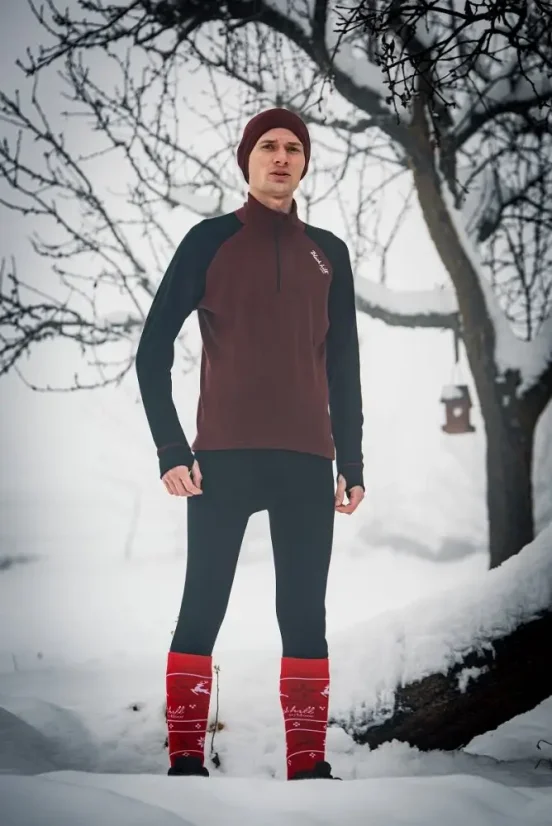 Pánske merino tričko DRZN WP250 - bordová/čierna