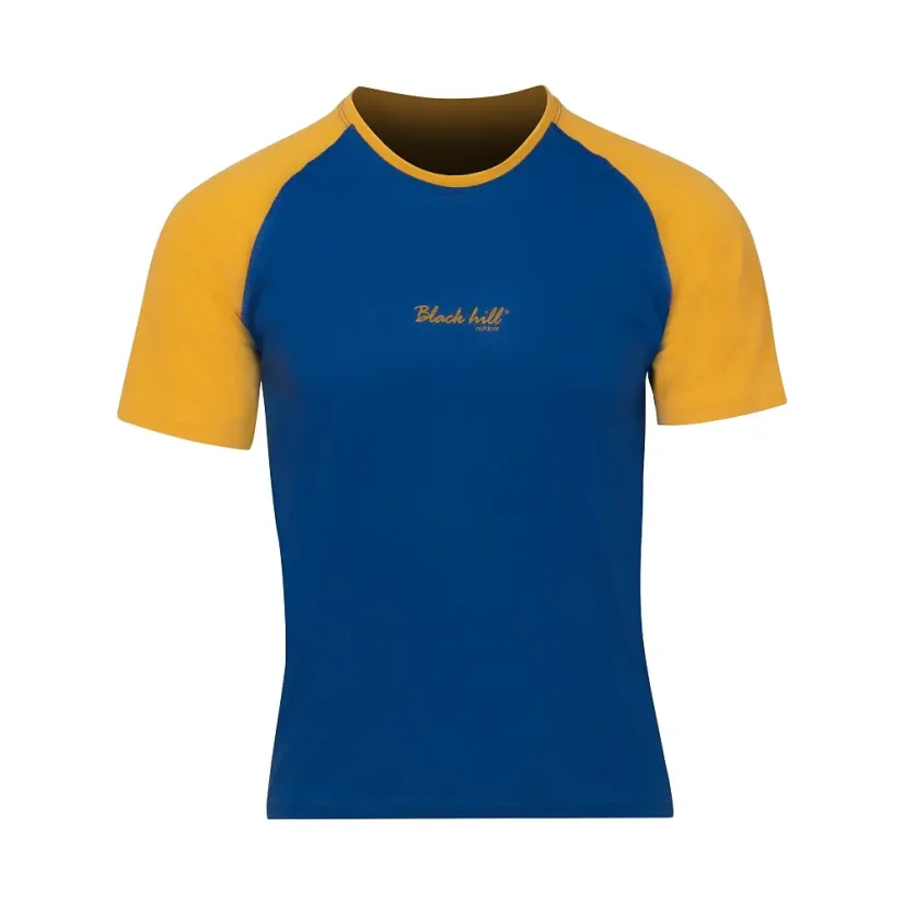 Pánské merino triko KR UVprotection140 - modrá/žlutá - Velikost: XL