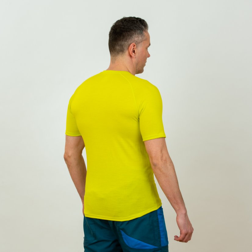 Pánske merino tričko KR S165 - Žltá neón - Veľkosť: S