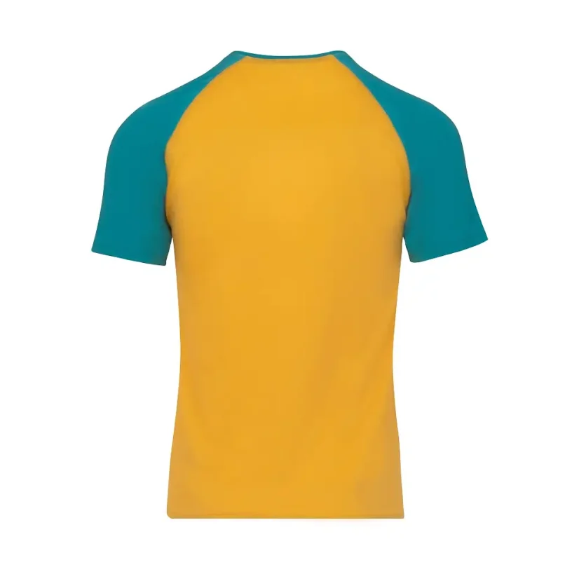 Pánské merino triko KR UVprotection140 - žlutá/smaragd - Velikost: XXXL