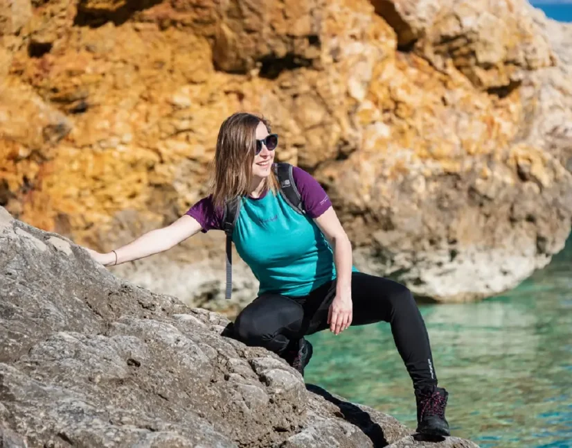Dámske merino tričko KR UVprotection140 - smaragd/lila