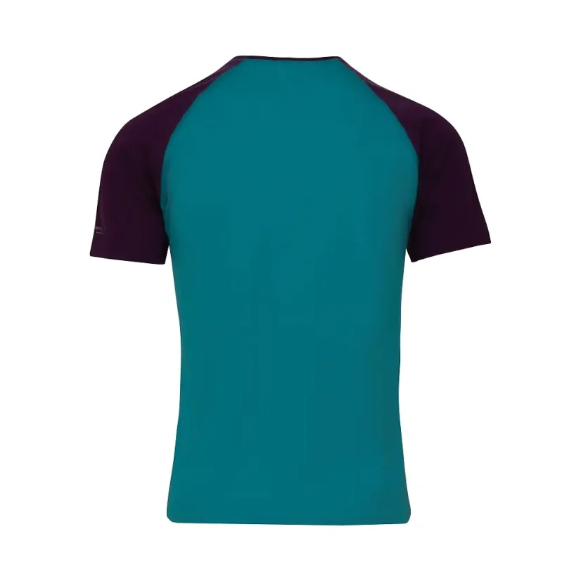 Men's merino T-shirt KR UVprotection140 - emerald/lila - Size: XXXL