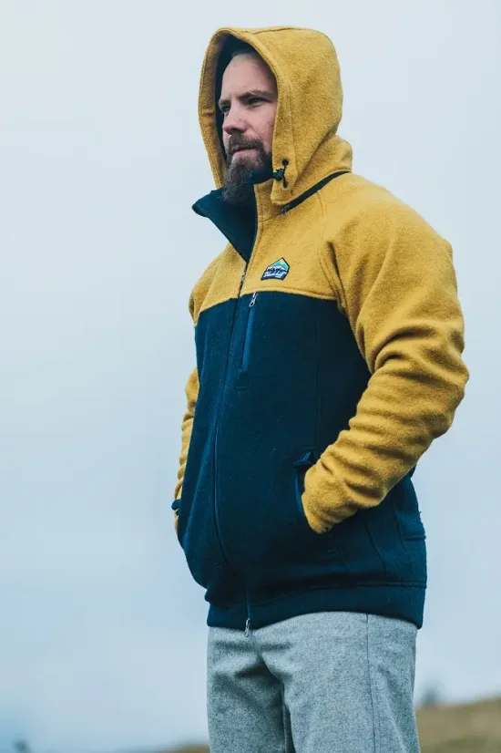 Men’s merino jacket Gorazd II Mustard/Blue - Size: XXL