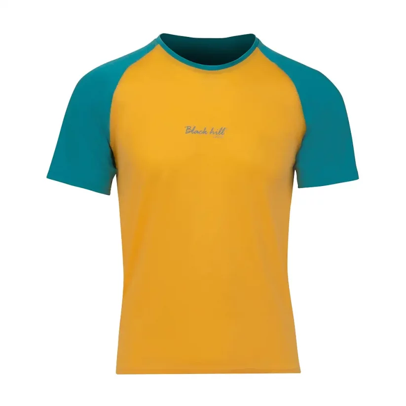 Pánské merino triko KR UVprotection140 - žlutá/smaragd