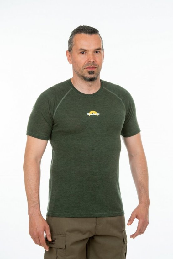 Pánske merino tričko KR S160 - zelené - Velikost: M