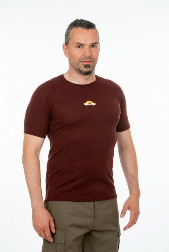 Men's merino T-shirt KR S160 - burgundy - Size: S