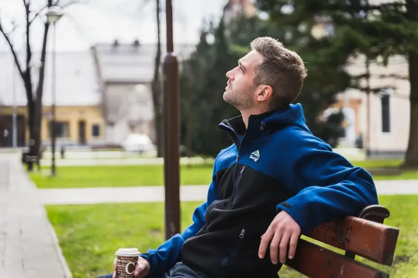 Pánska merino bunda STRIBOG II s podšívkou Voack modrá/čierna