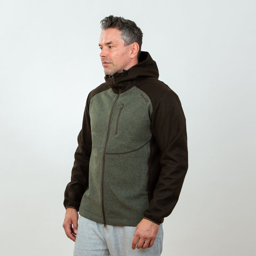 Pánska merino bunda PERÚN vojenská zelená/hnedá - Veľkosť: XL