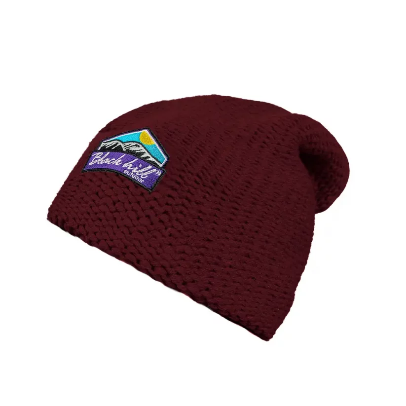 Merino čepice Arctic - bordó/fialové logo