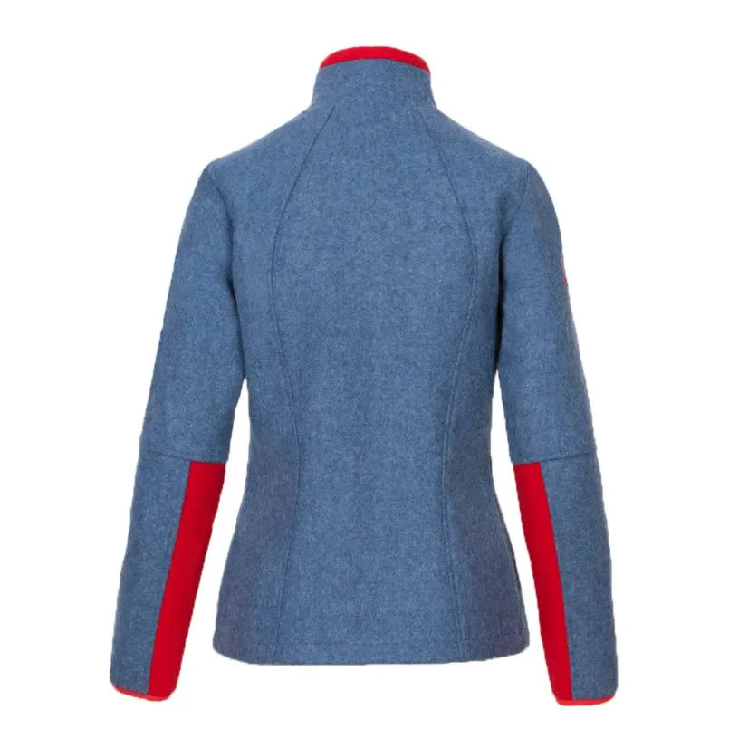 Dámska merino bunda Luna modrá/červená - Veľkosť: M