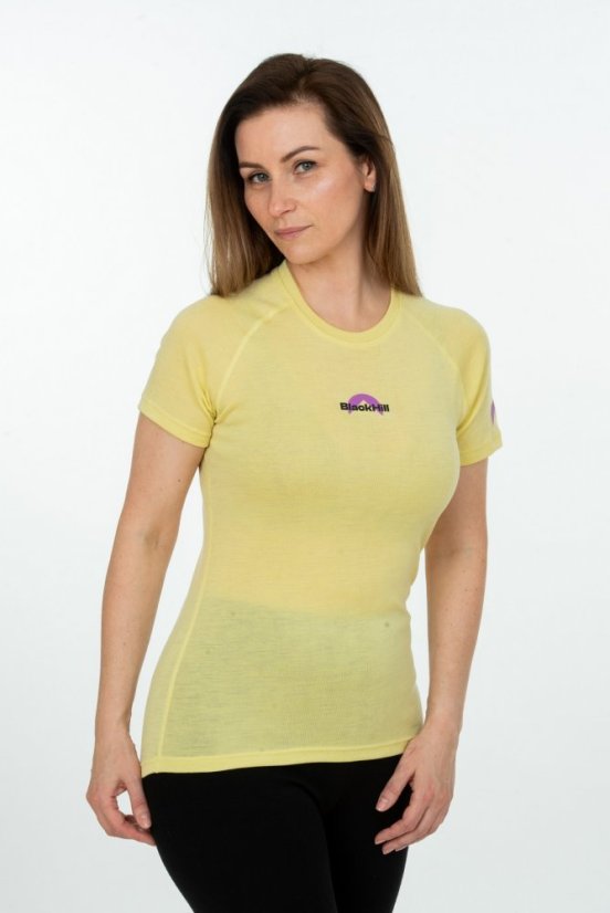 Women´s merino silk T-shirt KR S180 - yellow - Size: XS
