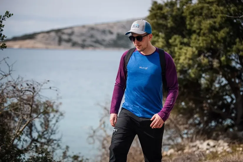 Pánské merino triko DR UVprotection140 - modrá/lila