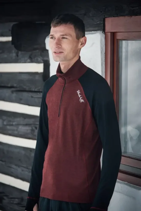 Pánske merino tričko DRZN WP250 - bordová/čierna