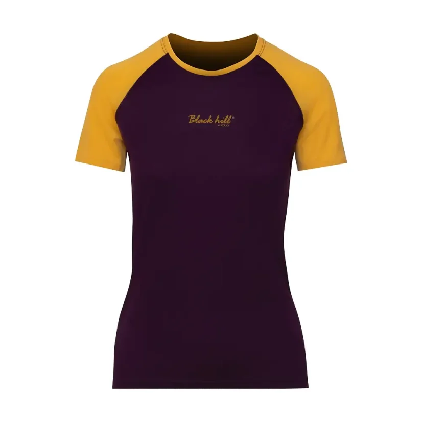 Women's merino T-shirt KR UVprotection140 - lilac/yellow