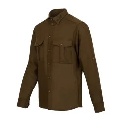Pánska merino košeľa Trapper zelená khaki - dlhý rukáv