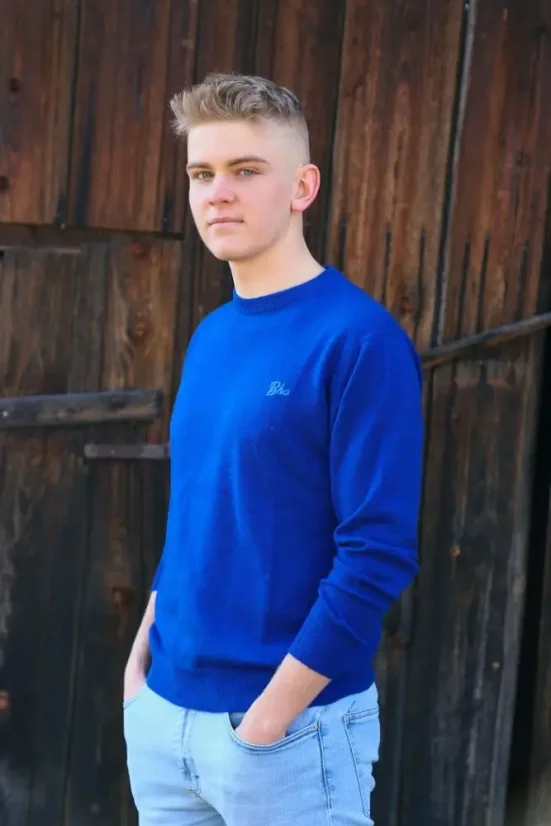 Men’s merino sweater Dali - Blue - Size: M