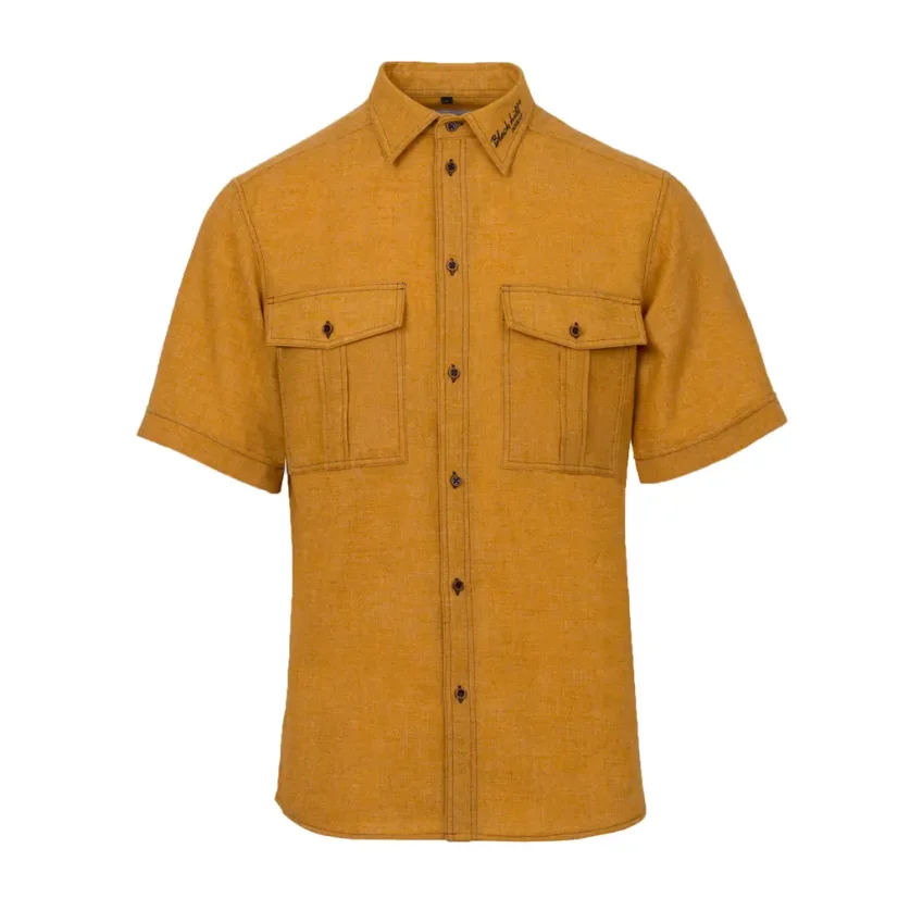 Pánska merino košeľa Trapper horčicová - krátky rukáv - Veľkosť: XL