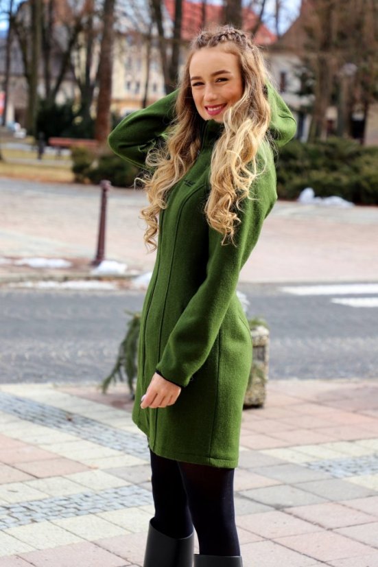 Ladies merino coat Slavena Green