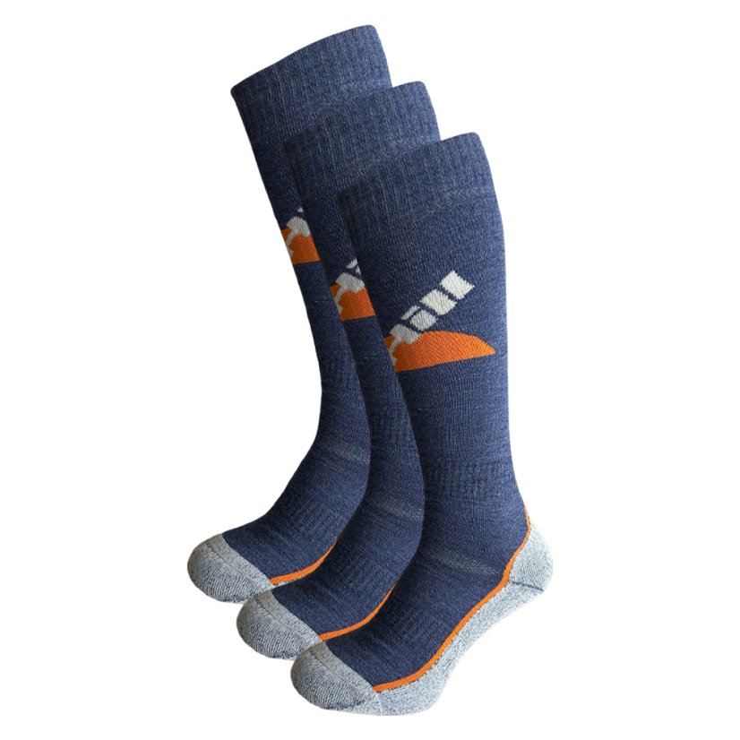 Merino lyžařské podkolenky SkiTour Warm - Modré 3Pack