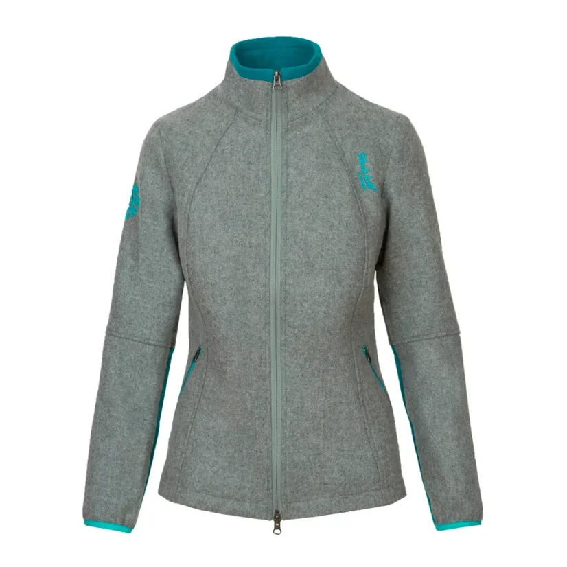 Ladies merino jacket Luna Gray/Turquoise - Size: XL