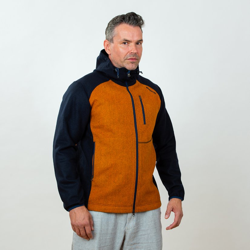Pánská merino bunda PERUN - modrá/oranžová