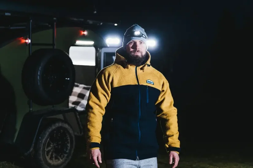 Pánska merino bunda STRIBOG II s podšívkou Voack horčicová/modrá - Veľkosť: S