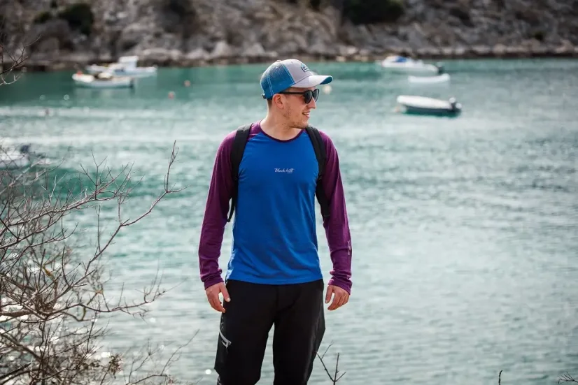 Pánské merino triko DR UVprotection140 - modrá/lila