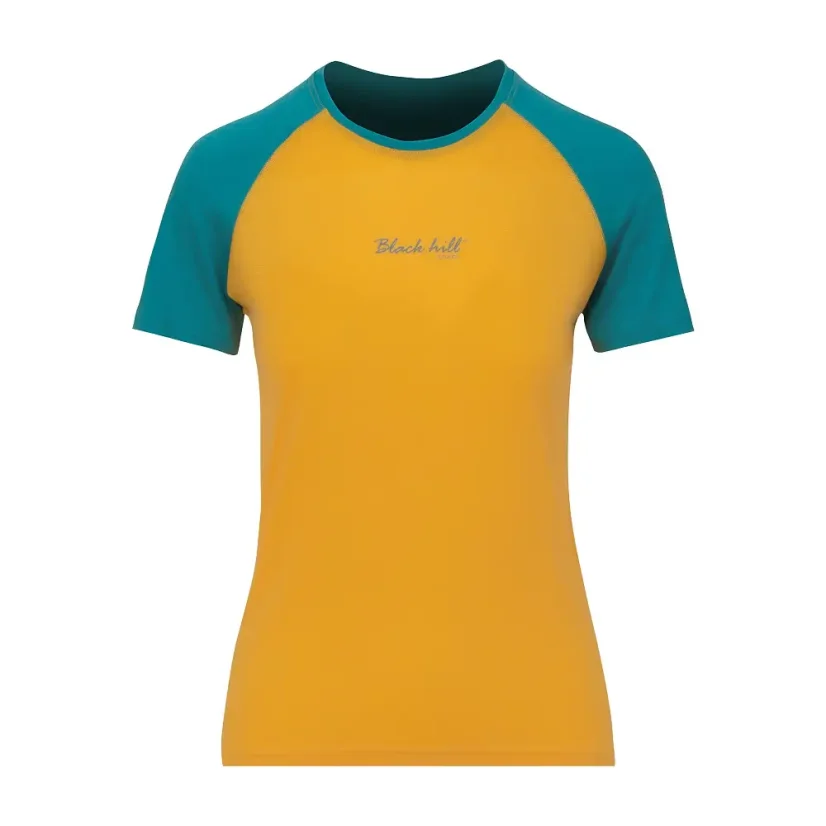 Dámske merino tričko KR UVprotection140 - žltá/smaragd - Veľkosť: XL
