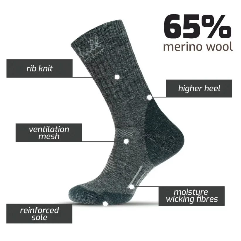 Black hill outdoor merino ponožky CHOPOK - sivé 3Pack - Veľkosť: 39-42 - 3Pack