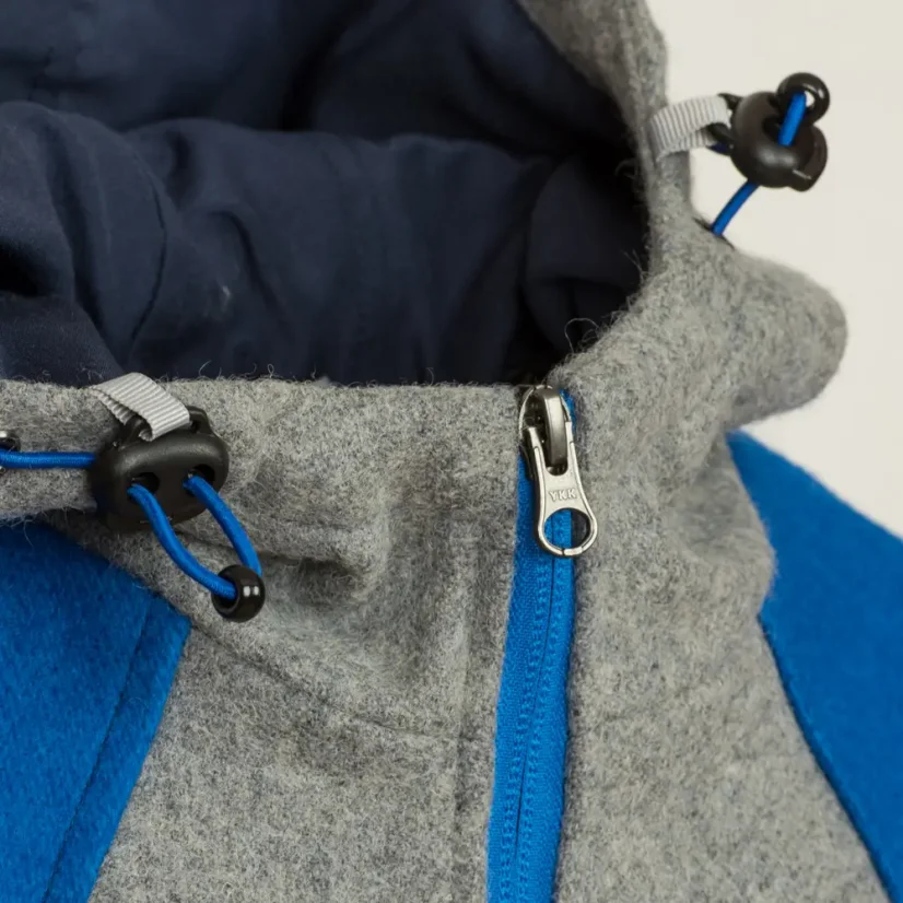 Dámska merino bunda Milica modrá/sivá - Veľkosť: M